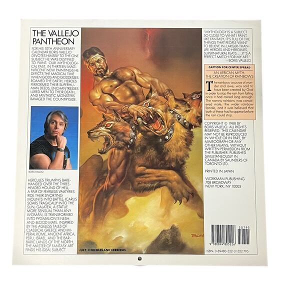 1989 Boris Vallejo Mythology Calendar Unused same dates again in 2034 - Picture 15 of 15